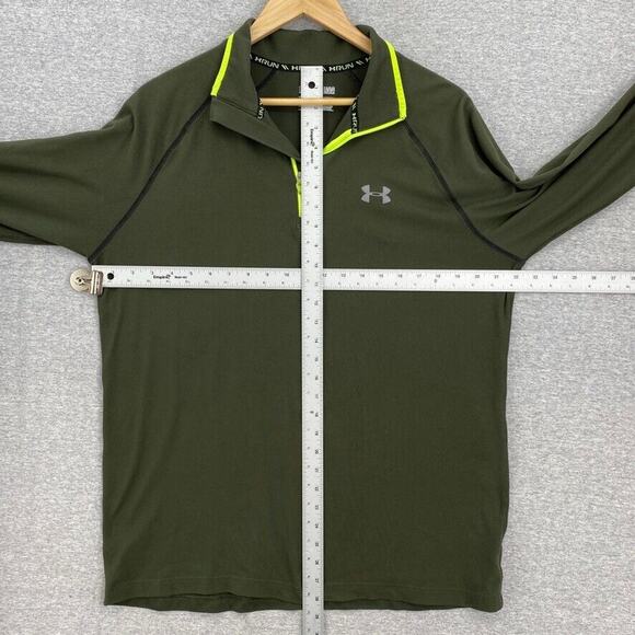 Under Armour Pullover Men Large Green 1/4 Zip Run Fitted Jacket Long Sleeve - Picture 8 of 13